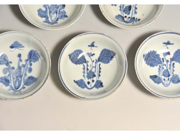 古染付 なずな文 4寸皿 6枚 明末～清初 懐石向付に | 古美術ささき