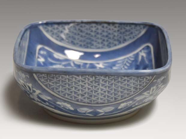 古伊万里染付鷺文四方向付 7客 江戸時代後期頃 | 古美術ささき