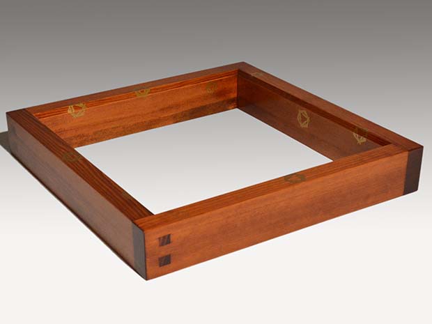 真塗蒔絵炉縁，柿合わせ炉縁2個セット 囲炉裏、共箱 真塗蒔絵炉縁，柿