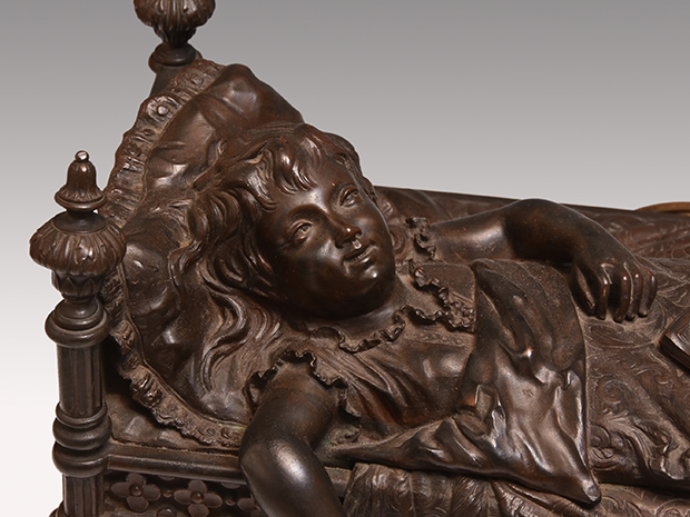 佛蘭西 アンティーク 少女 ブロンズ 彫刻 時計 R＆Co（Made in Paris