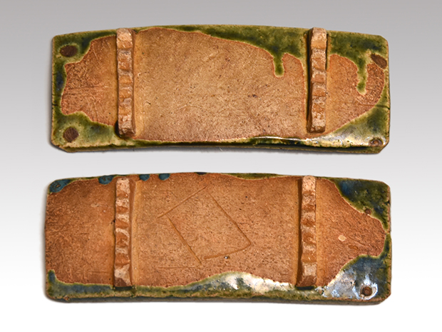 北大路魯山人(作) 織部釉 長角平向 櫛目文 2客 二代 黒田陶々庵識箱