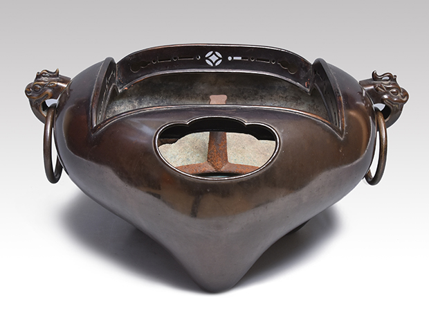 遠州好 唐銅 色紙風炉 名越浄味(作) 大西浄中箱書 | 古美術ささき