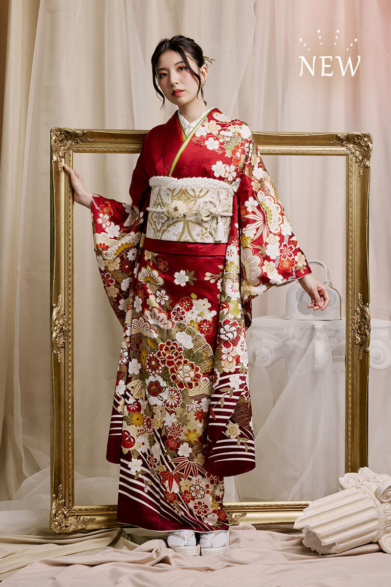 着物10 正絹 友禅染 染め分け 桜梅 袷 訪問着 作家物！