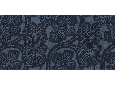 花唐草模様藍型絵染名古屋帯(w89086KK) 帯紹介