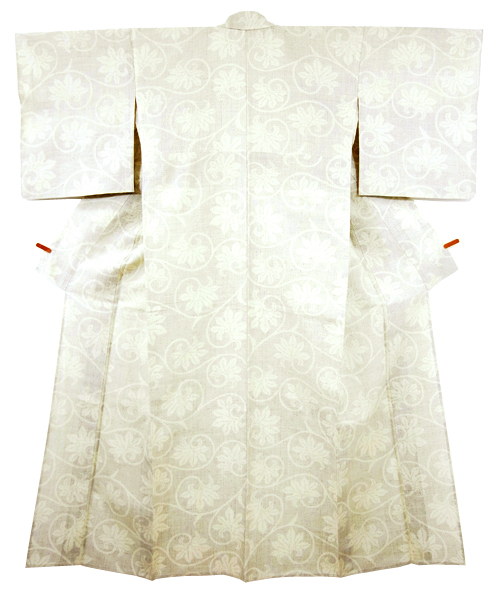 亀甲に蔓草文様」本場夏結城紬単衣着物 野村半平(N441060Br) 特選