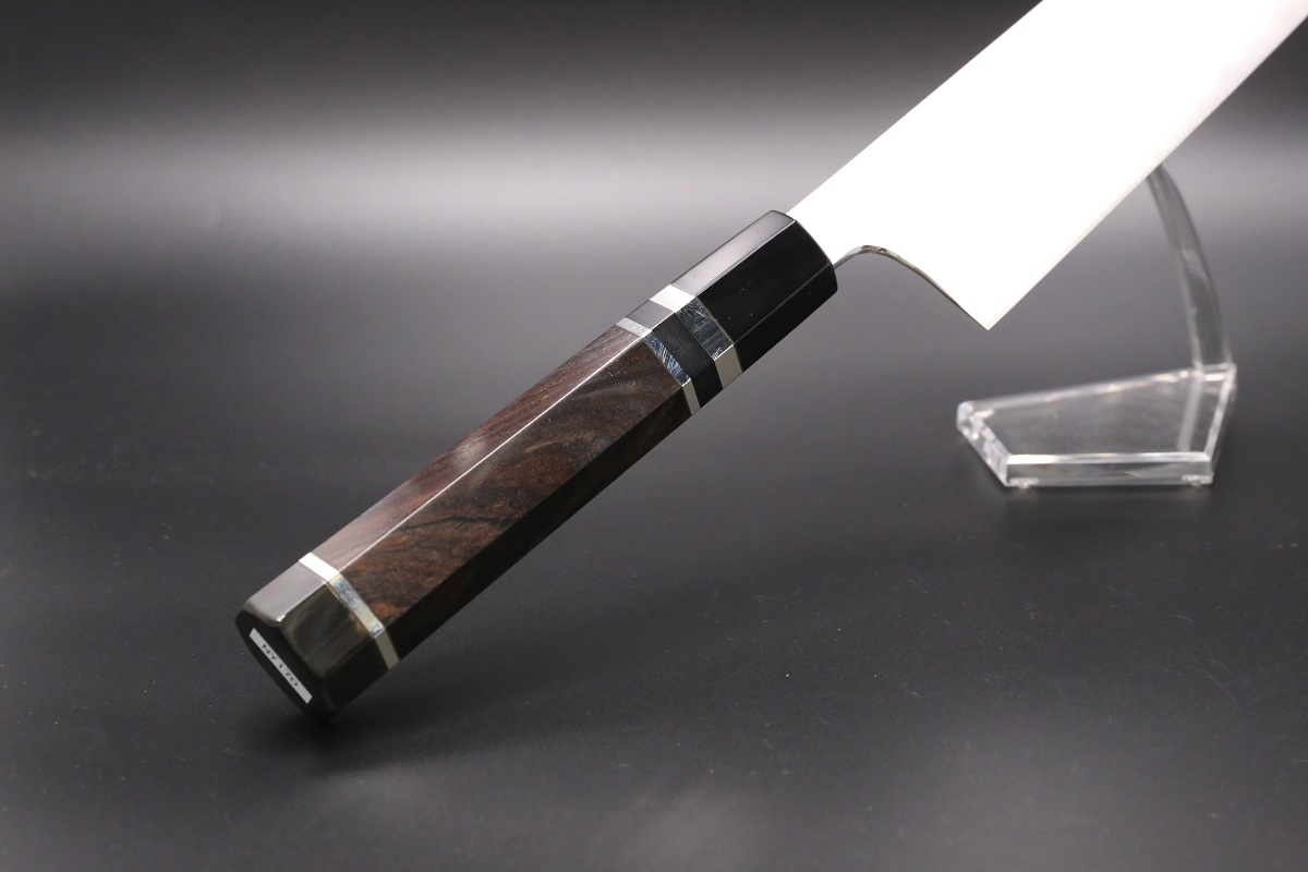 切付和牛刀 薄造り V金10号 360mm 全鋼本焼 八角黒檀柄-歌舞伎ナイフ