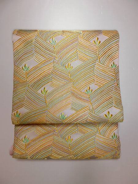 手織り本袋帯 松葉尽し ピンク地に金 | 最高級着物選びのお手伝い 個性