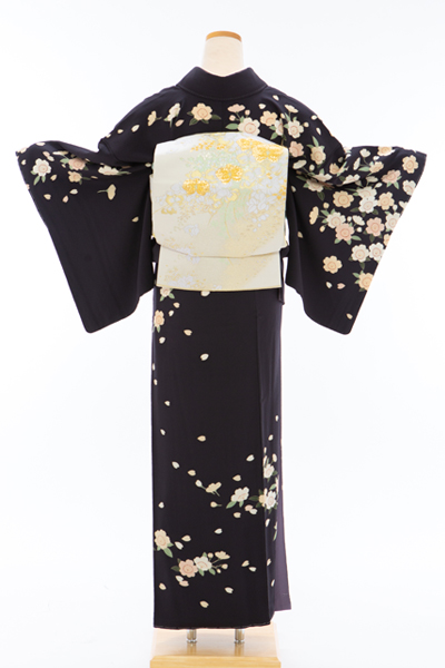 正絹 付下げ・訪問着 150081 濃紫 桜 花びら