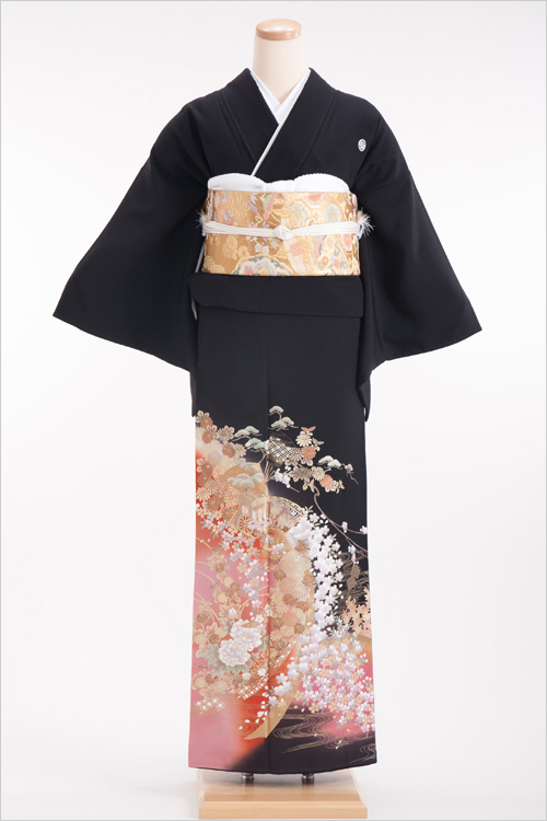 正絹 留袖 レンタル 五つ紋 120023 ピンク系 箔 紅葉