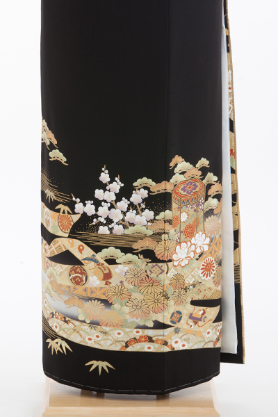 正絹 留袖 レンタル 五つ紋 120072 桂由美 京雅 御所車に熨斗