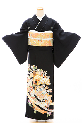 正絹 留袖 レンタル 五つ紋 120089 手描友禅 桐に桂帯