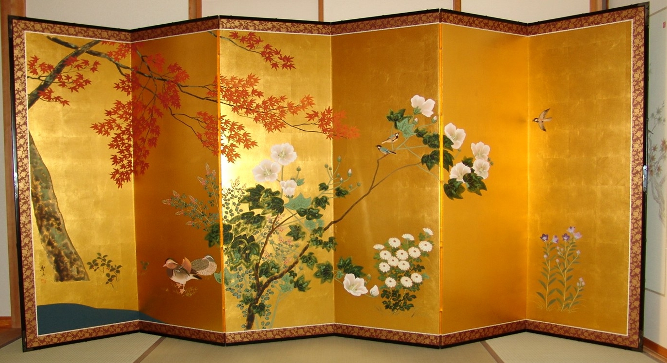 金屏風 日本画金屏風絵 の製造/通信販売(通販) 御子柴屏風店