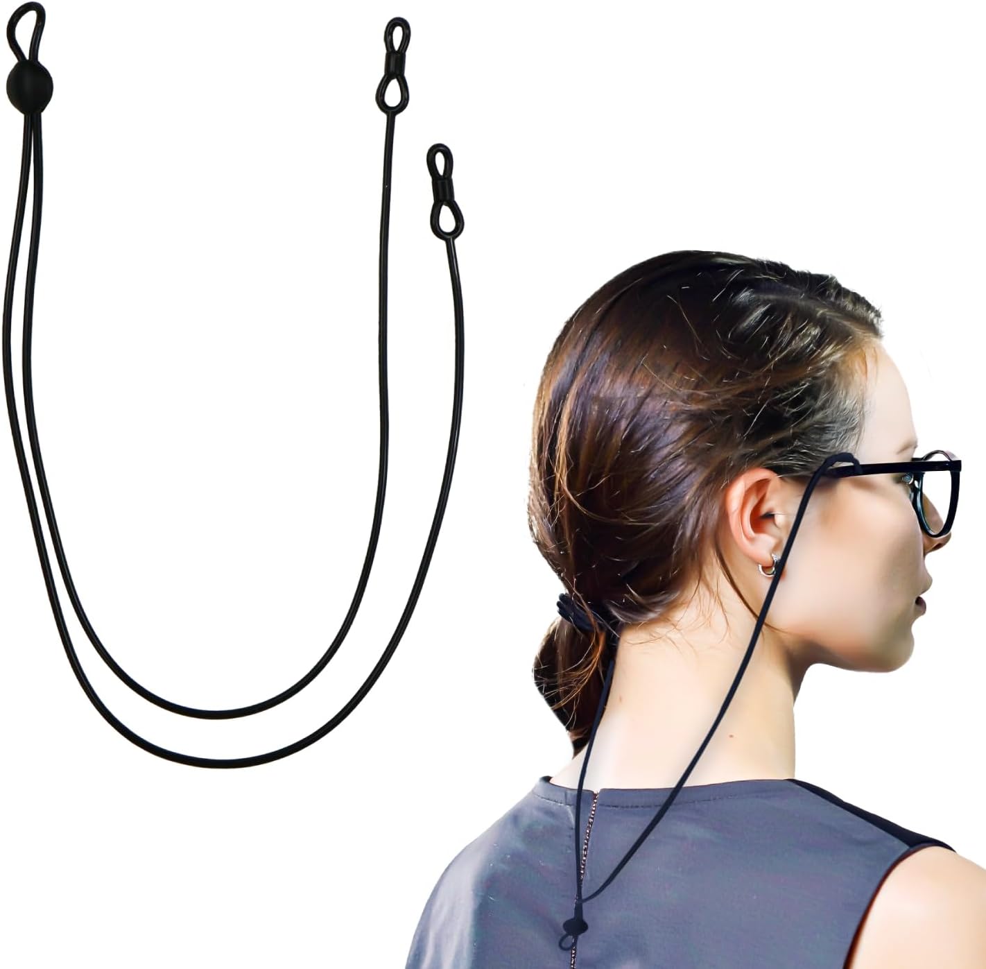 メガネチェーン シリコン製 【ブラック】 黒 72cm グラスコード