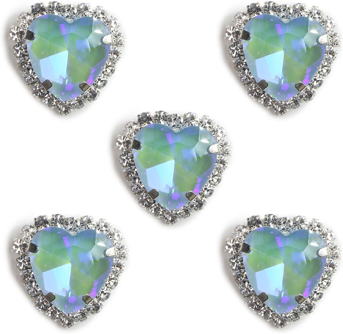 ハート ビジュー パーツ【ブルー】シルバー パステルカラー ネイル