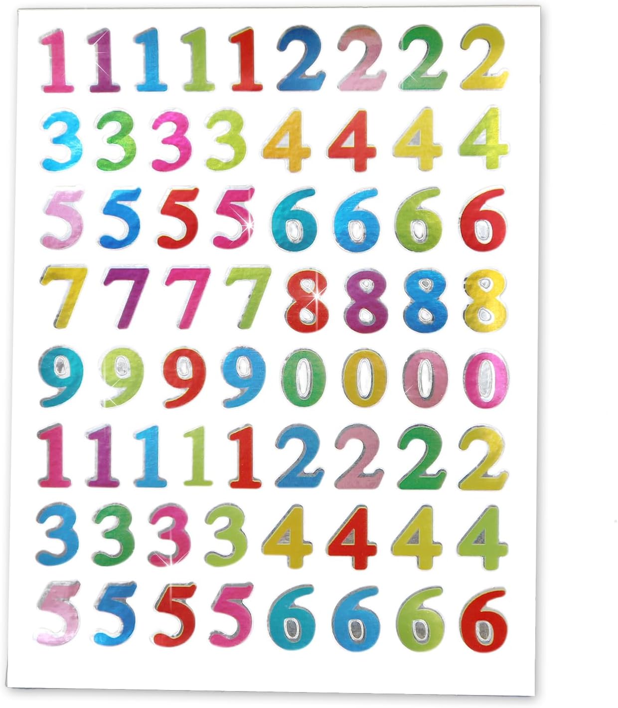数字シール ミックス カラフル ナンバー 1シート66枚×10シート入りx〔1