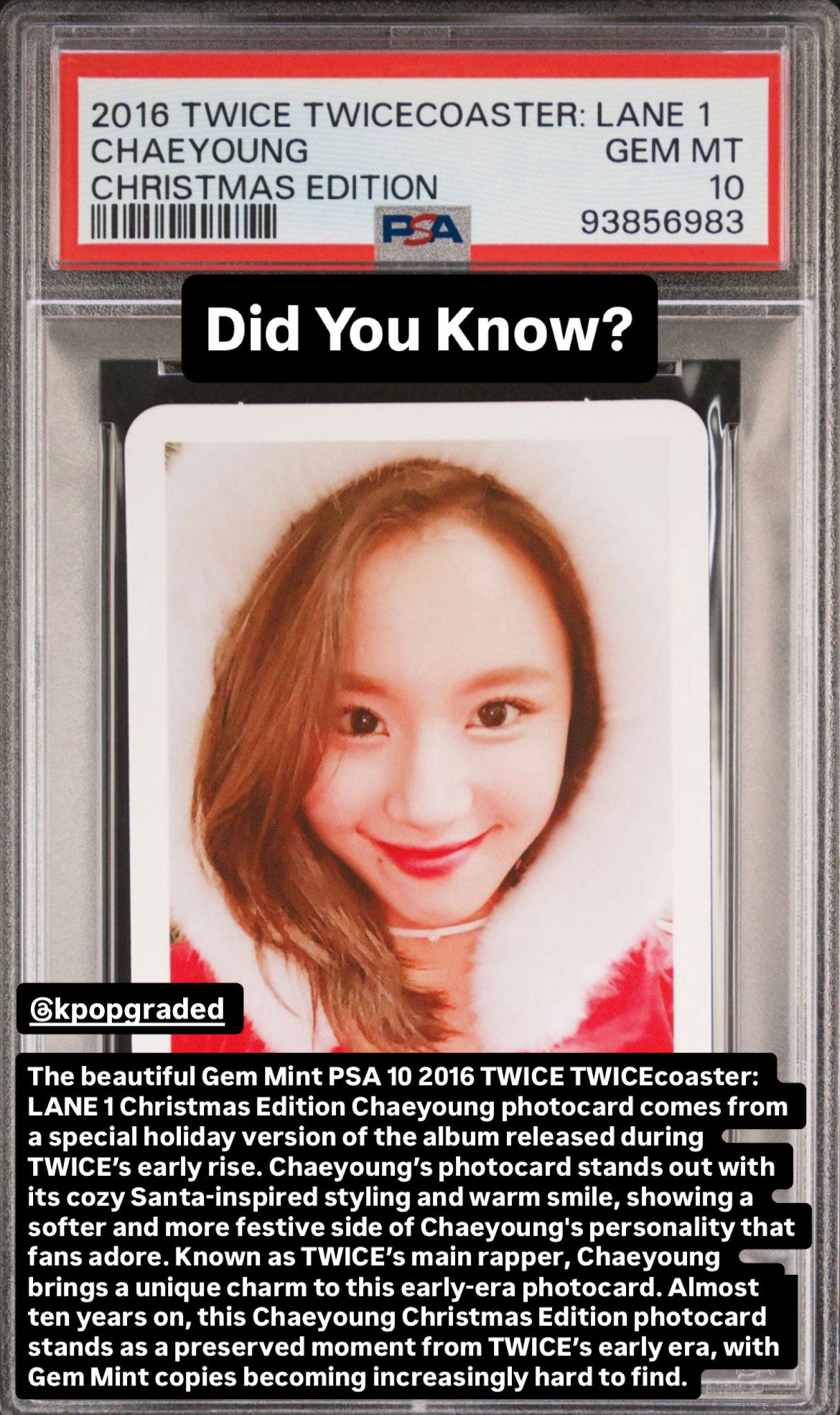 CHAEYOUNG CHRISTMAS EDITION PHOTOCARD 2016 TWICE TWICECOASTER