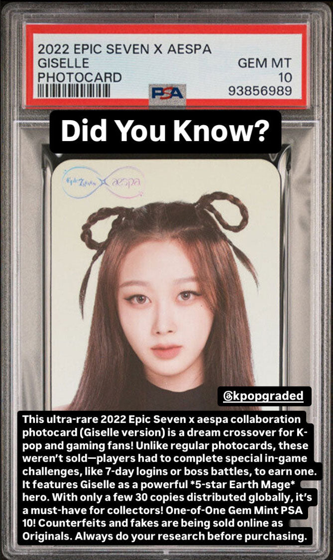 GISELLE 2022 EPIC SEVEN X AESPA RARE PHOTOCARD GEM MINT PSA 10