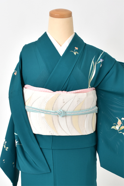 夏物_絽訪問着[青緑色・杜若]｜着物レンタルあき (来店着付け無料