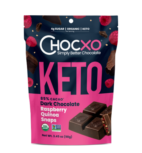 Chocxo Snap Dark Chocolate Raspberry Quinoa Snaps - 3.45 oz (Pack