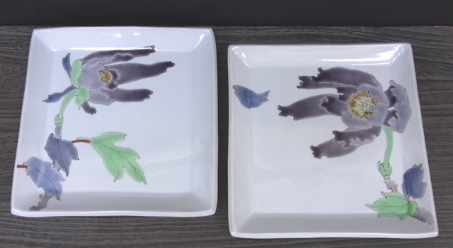 2枚組角皿 牡丹の図 [ 武腰潤 ]