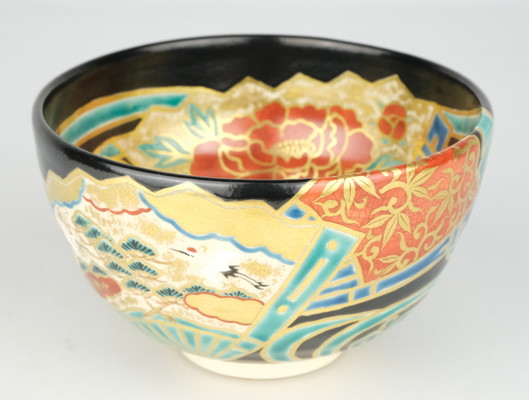 栗山園オンライン通販部 / 【出物】 仁清黒扇面流茶碗 久世久宝