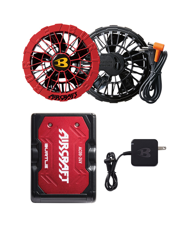 BURTLE AIR CRAFT メタリックレッドバッテリー+レッドファンセット