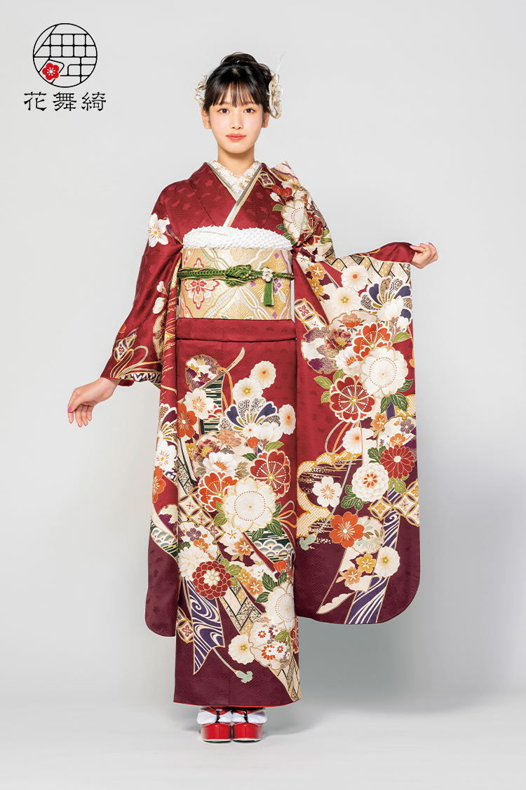 No.2351 【新品振袖/京友禅】【オリジナルブランド】【赤】熨斗柄の