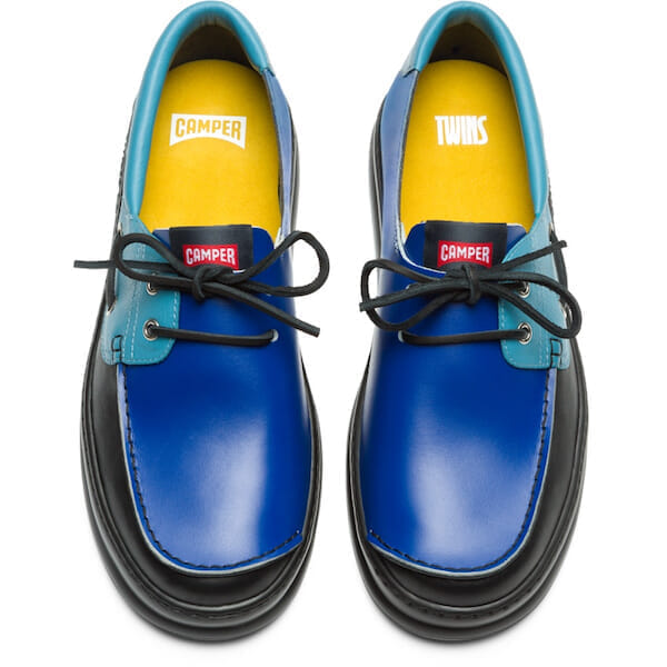 Playful asymmetrical shoes. Camper's 30th anniversary of the Twins