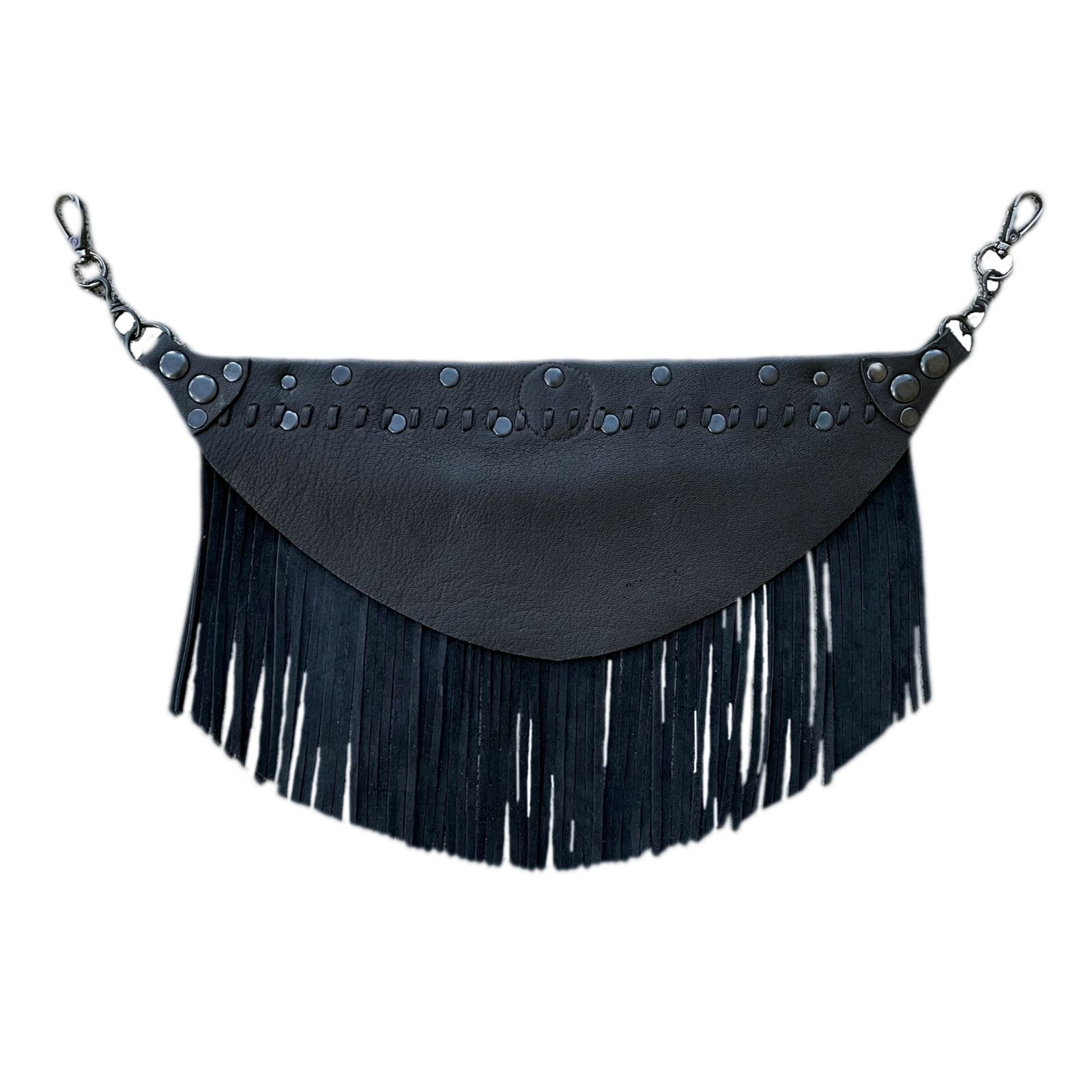 GARA - x blackmenas SYMBOLIC FRINGE BUM FLAP -ケツアテ- BLACK | HAZE