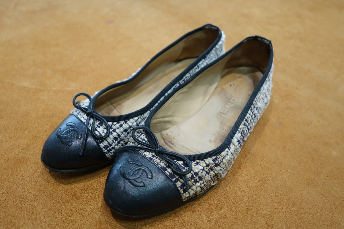 シャネルツイードバレリーナ美品36ハーフ