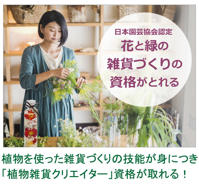 植物雑貨クリエイターの資格が取れる植物雑貨クリエイター養成講座