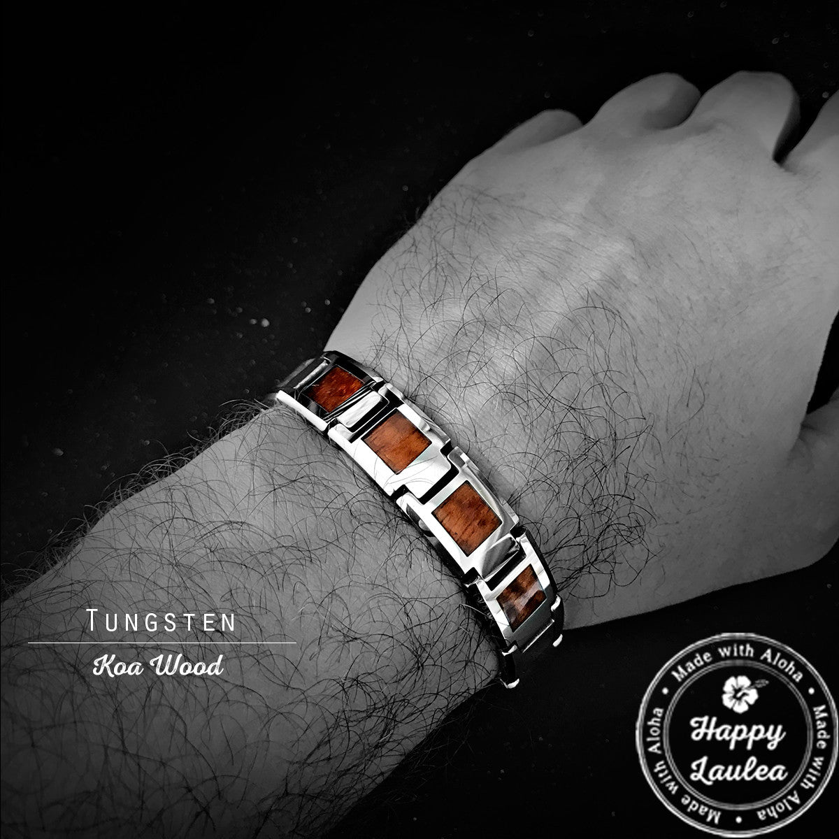 Tungsten Carbide 13mm Bracelet with Koa Wood Inlay