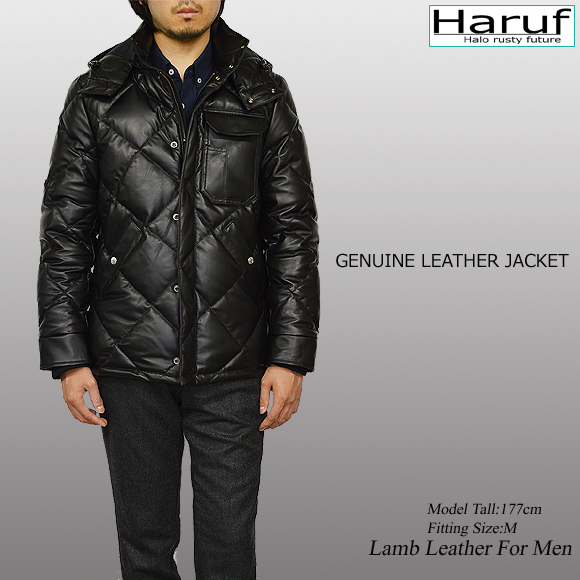 レザーダウンジャケット ダウンジャケット メンズ 本革 黒 ブラック
