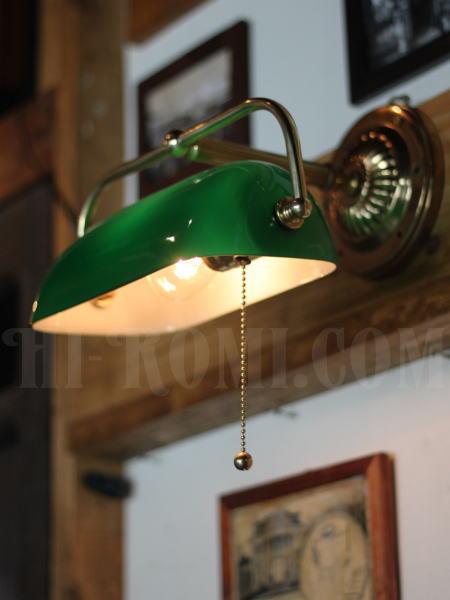 USAヴィンテージバンカーズランプグリーンシェード壁掛け照明