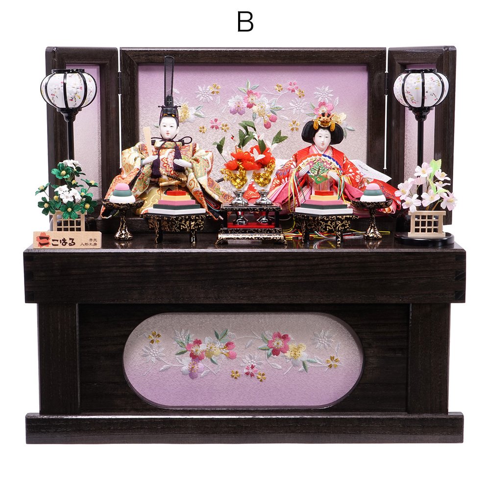 雛人形 収納飾りセット【P84201】選べる桐製収納箱に可愛らしいお雛様