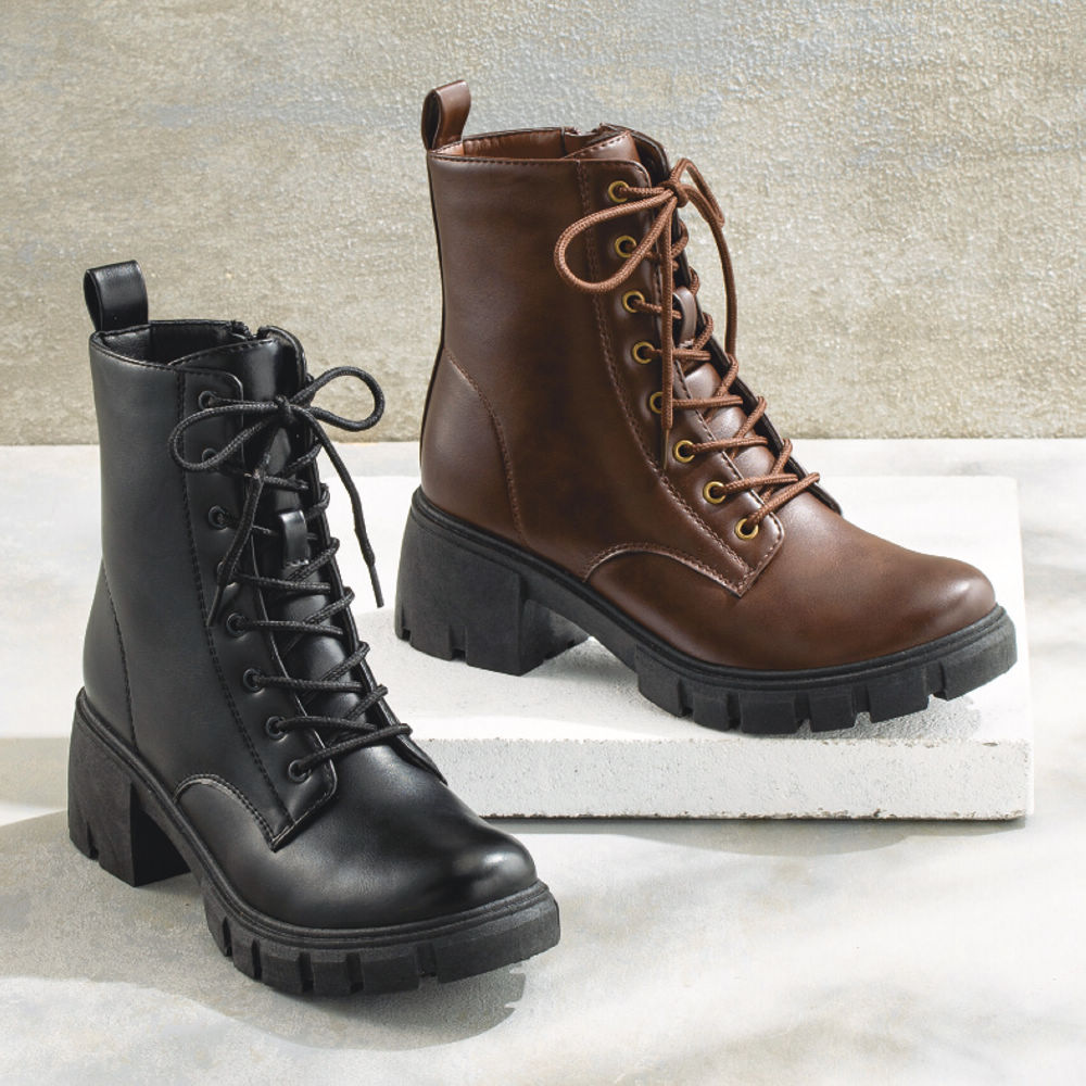 レディースレースアップブーツ(サイドファスナー付)【22.0～25.5cm対応