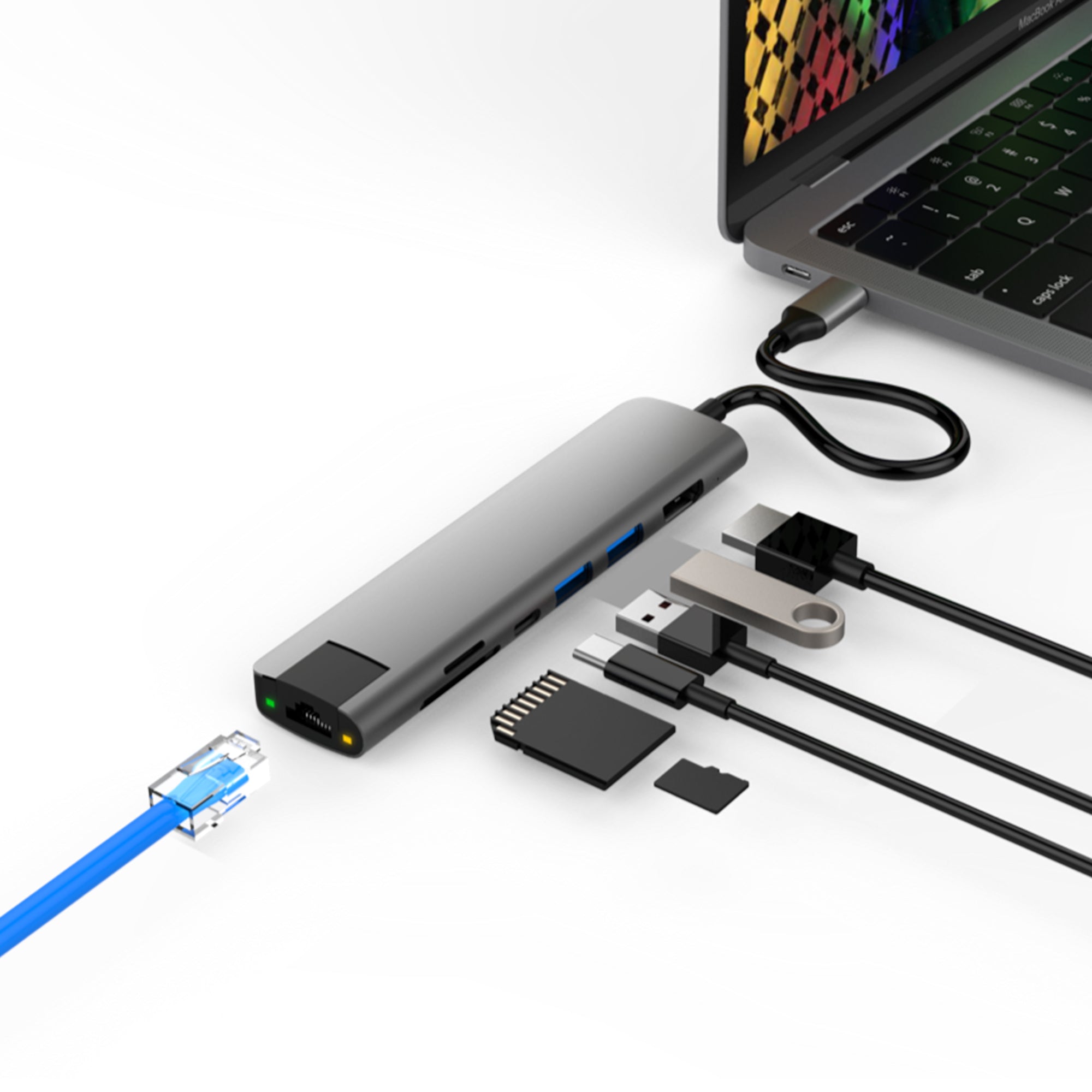 HyperDrive SLAB 7-in-1 USB-C Hub – Sleek, Full Connectivity