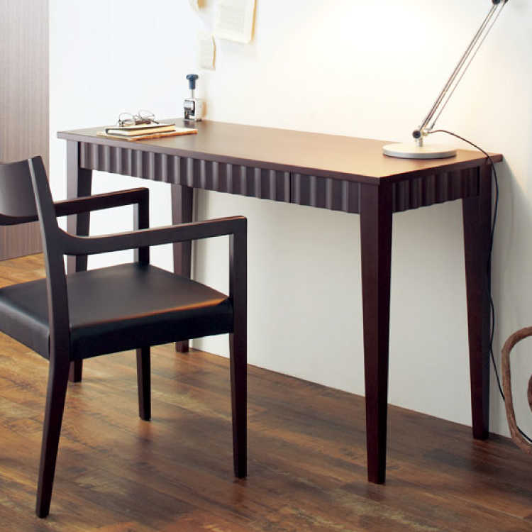 DE-1525 天然木製パソコンデスクダークブラウン｜幅120cm