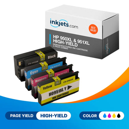 HP 950XL & 951XL High-Yield Remanufactured Ink Cartridge 4-Pack