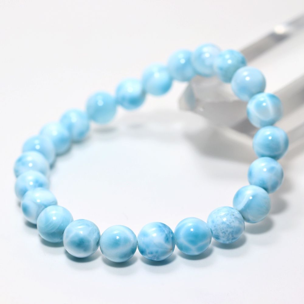 高品質+]ラリマーブレスレット（約8.5mm玉）☆現品動画あり - 埼玉県