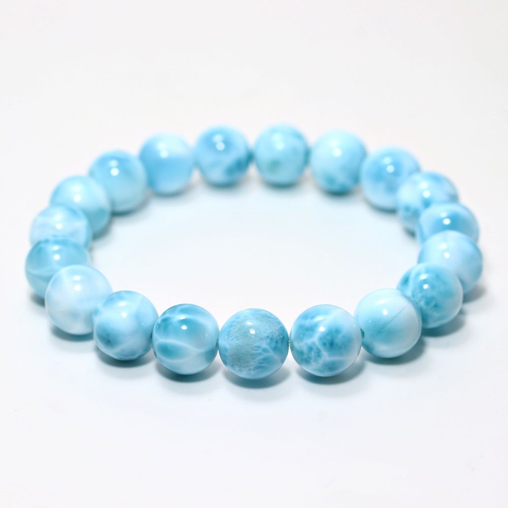 高品質++]ラリマーブレスレット（約11mm玉）☆現品動画あり - 埼玉県