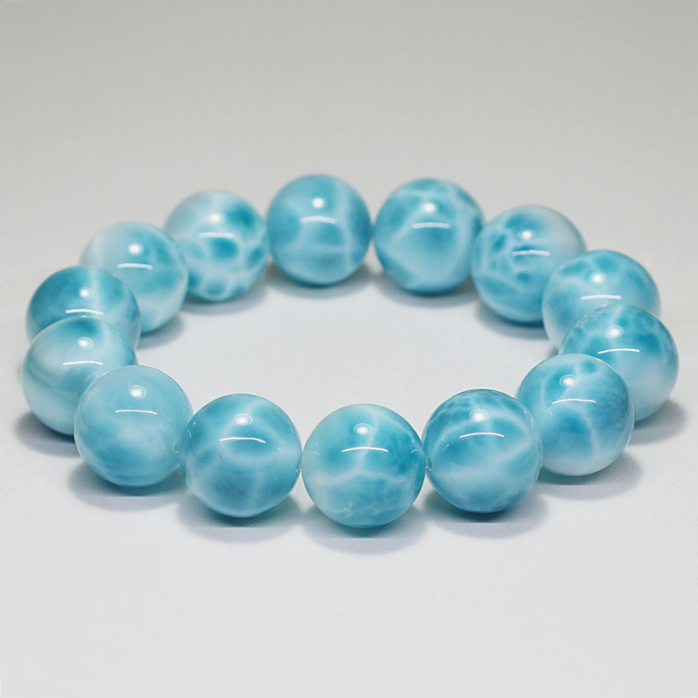 トップクォリティ]ラリマーブレスレット（約15.5mm玉） - 埼玉県吉川市