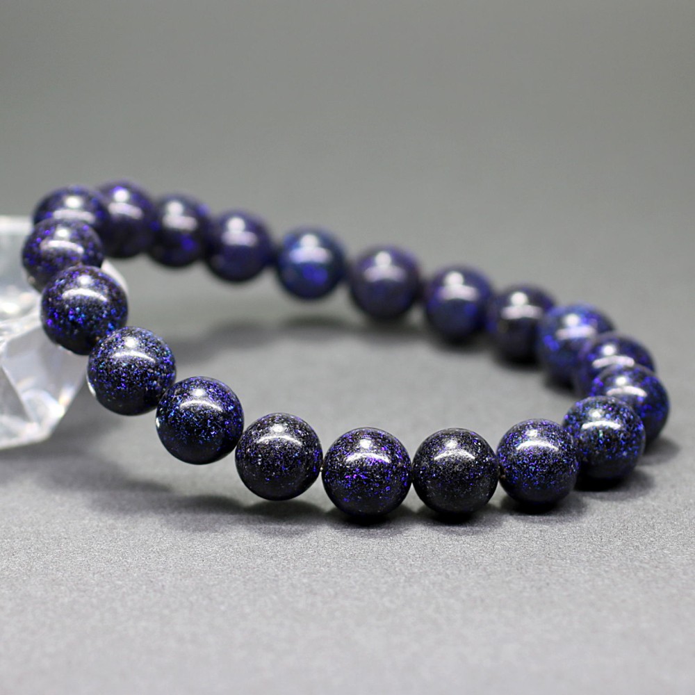 高品質++]ブラックマトリックスオパールブレスレット/ブルー系（約10mm