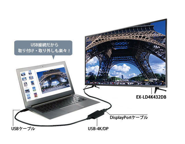 EX-LD4K432DB | 4K対応＆広視野角ADSパネル採用 43型（可視領域42.5型