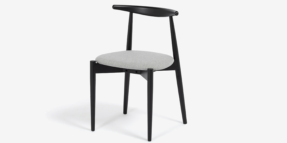 秋田木工 ダイニングチェア「No.0808」ブナ材 艶消しブラック色 布#A