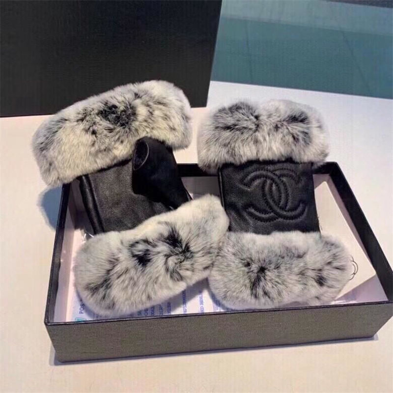 シャネル レザー手袋 レディース ファー Chanel 革てぶくろ グローブ