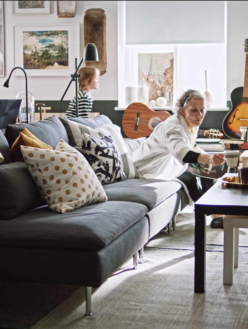 IKEA ソーデルハムン 寝椅子＋アームレスト グレー 木製脚・クッション