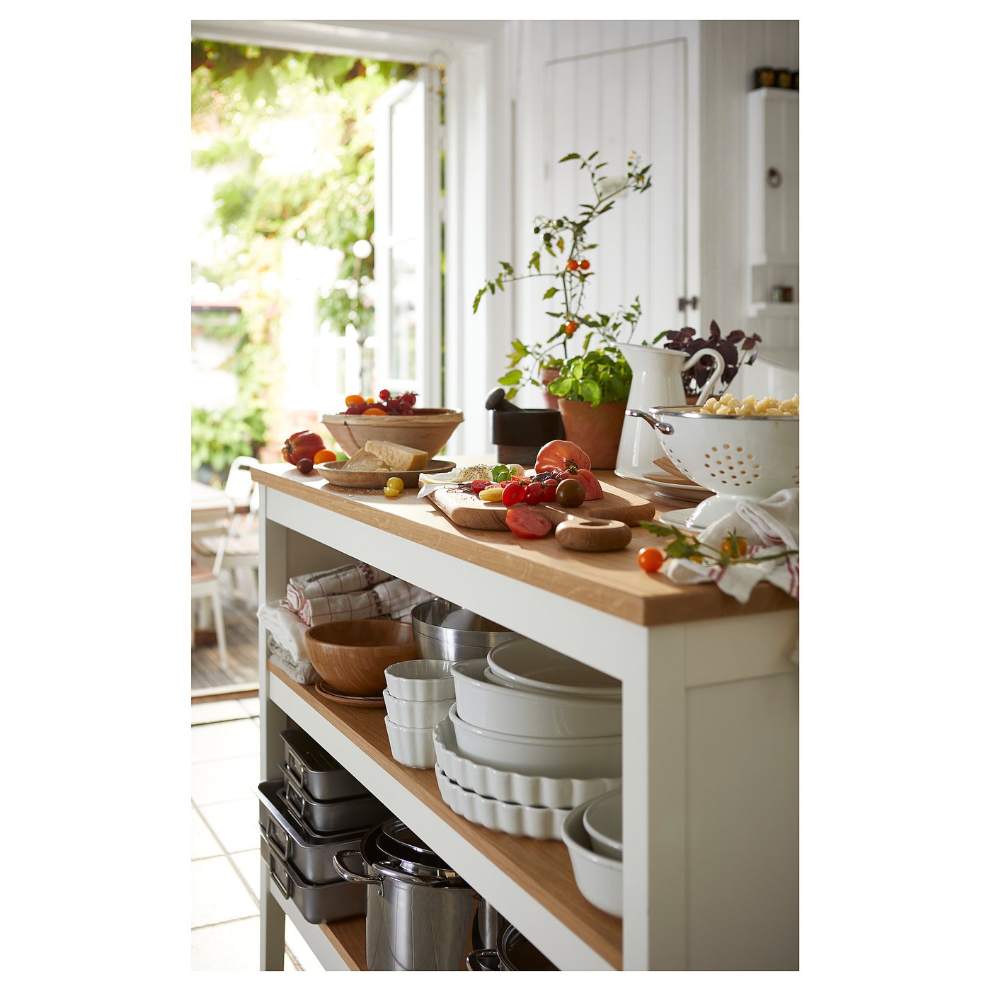 TORNVIKEN トルンヴィーケン アイランドキッチン, オフホワイト/オーク