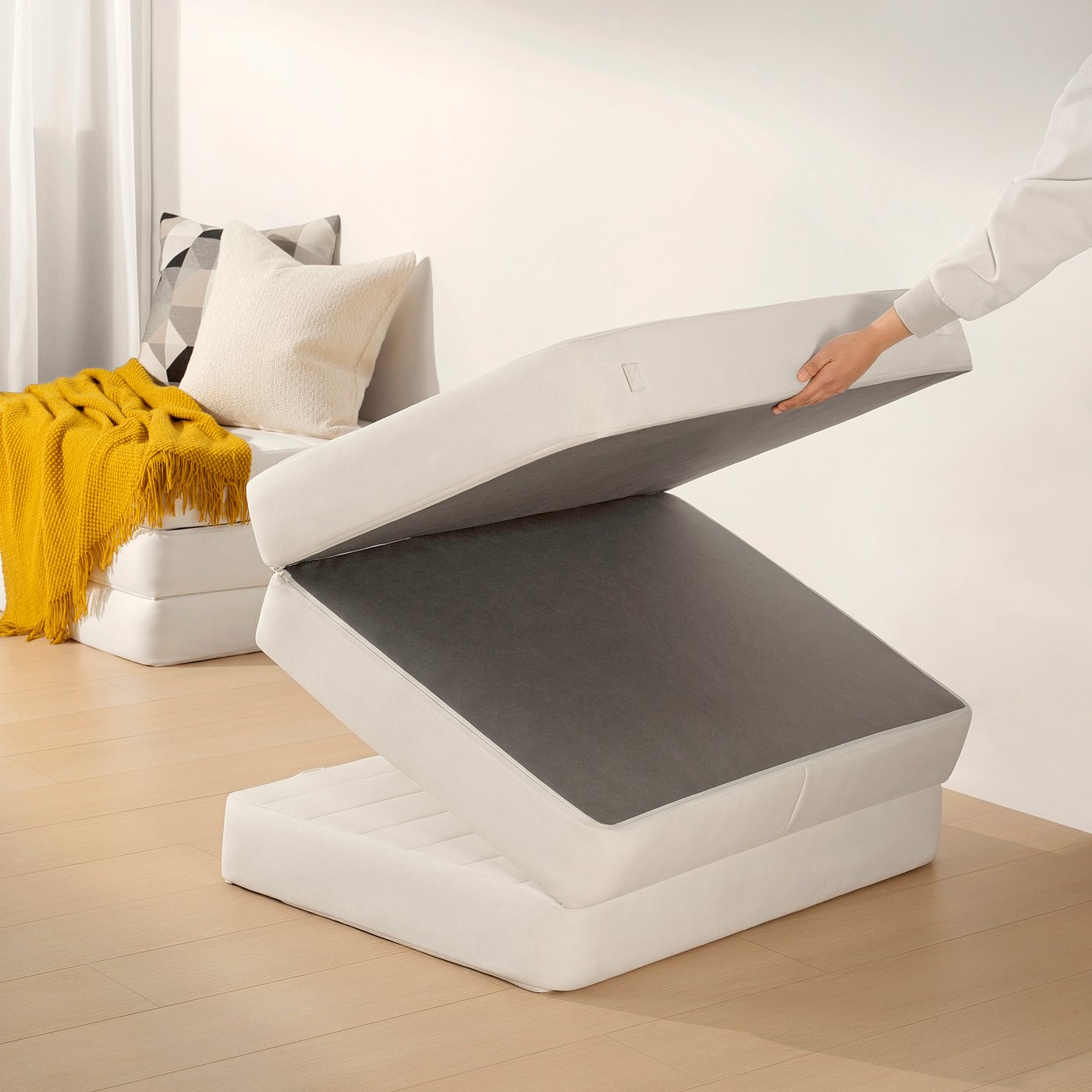 VITHÄLL ヴィトヘル ポケットコイルマットレス, 折りたたみ式 かため