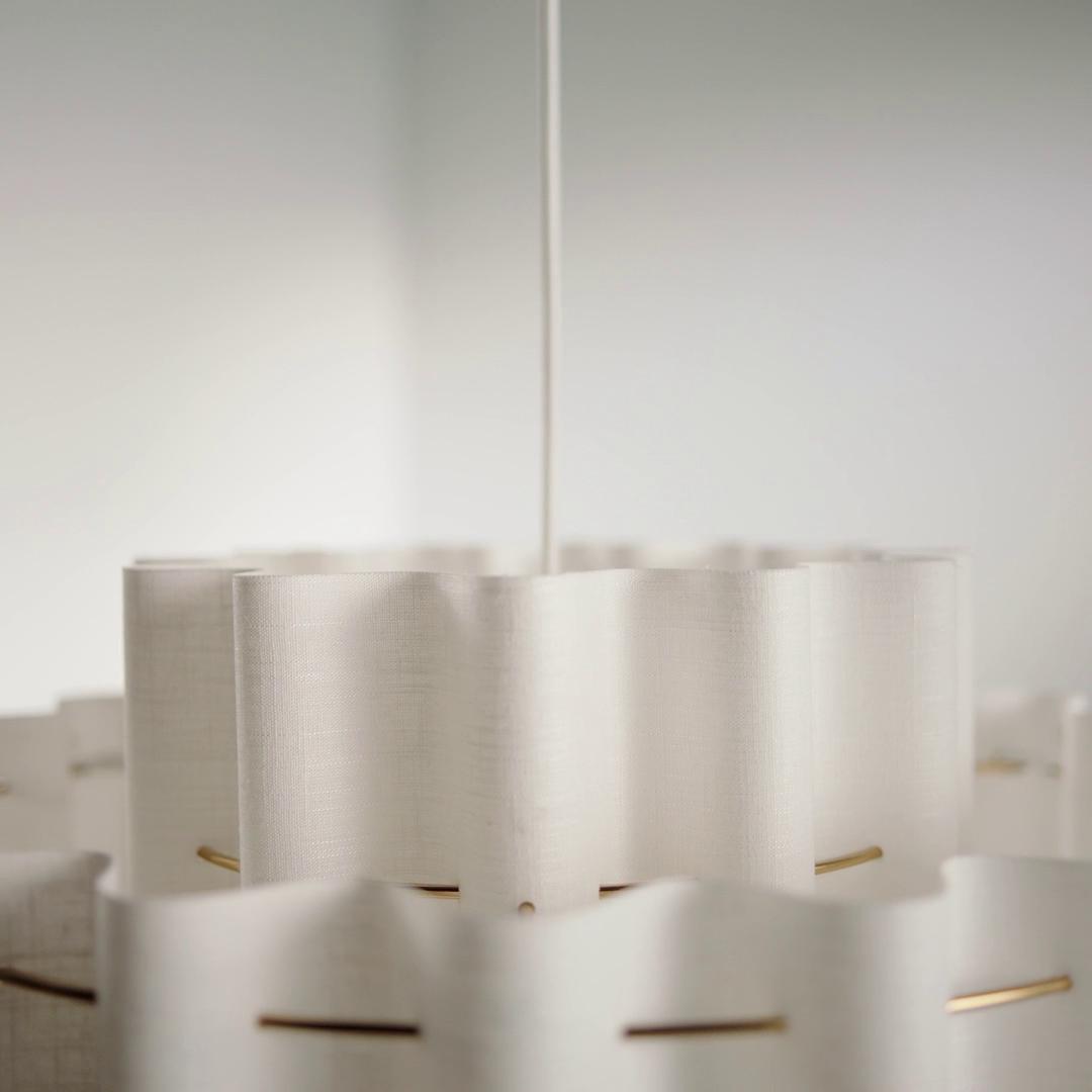 STOCKHOLM 2025 pendant lamp, white textile/brass plated, 20